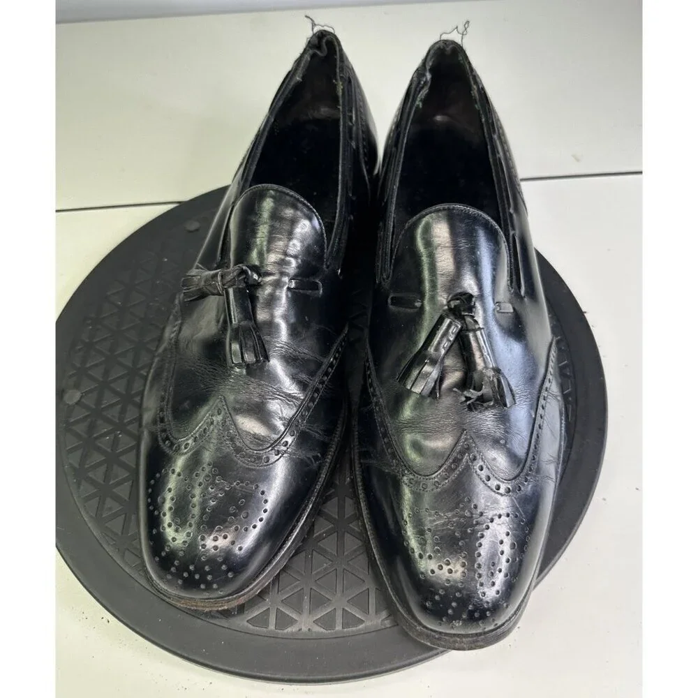 Florsheim Imperial Mens Leather Tasseled Loafers Shoes Size 9.5 C Black Slip On